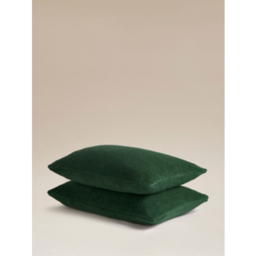 Dark Green Plain Teddy Pillowcase Pair