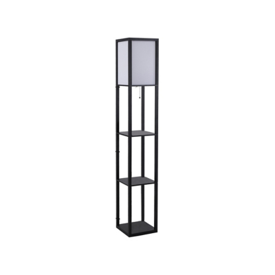 HOMCOM Black 3-Tier Floor Lamp with Shelf