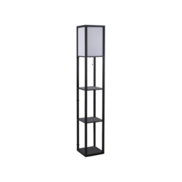 HOMCOM Black 3-Tier Floor Lamp with Shelf