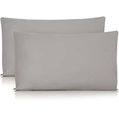 Grey 100% Cotton Plain Sateen Pillowcase Pair
