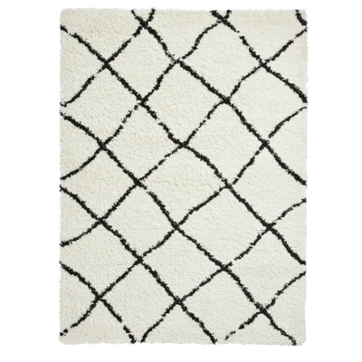Think Rugs Black & White Scandi Berber Style Shaggy Rug