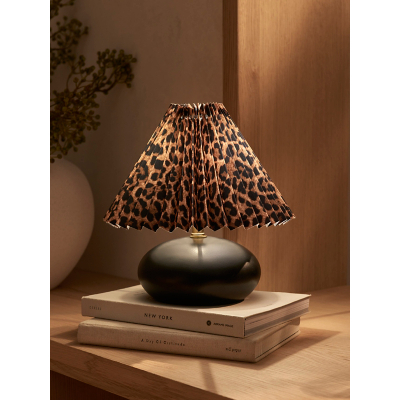 Black Leopard Print Battery Table Lamp