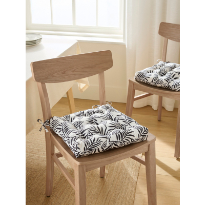 Black & White Leaf Seat Pads Set of 2