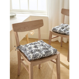 Black & White Leaf Seat Pads Set of 2