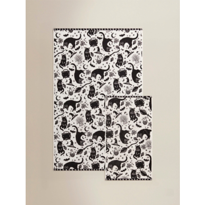 Monochrome Halloween Cats Towel Range