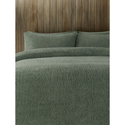 Light Green Plain Teddy Finish Duvet Set