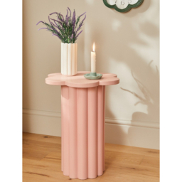 Pink Flower Ribbed Side Table