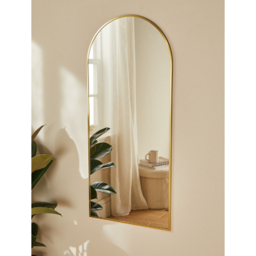 Thin Gold-Tone Frame Oval Mirror