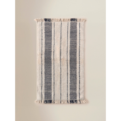 Navy Ladder Stripe Cotton Bath Mat'