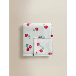 Green Cherry Fleece Blanket- 120cm x 150cm
