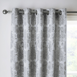 Catherine Lansfield Silver Damask Jacquard Eyelet Curtains