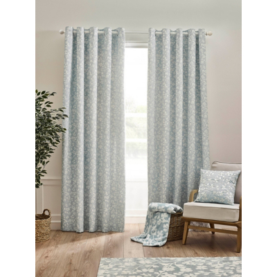 Catherine Lansfield Duck Egg Brooke Floral Eyelet Curtains