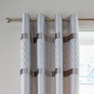Catherine Lansfield Silver Sequin Cluster Eyelet Curtains