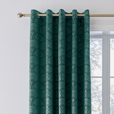 Catherine Lansfield Teal Art Deco Pearl Eyelet Curtains