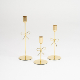 Scottish Everlastings Gold Bow Candle Holders - Set of 3