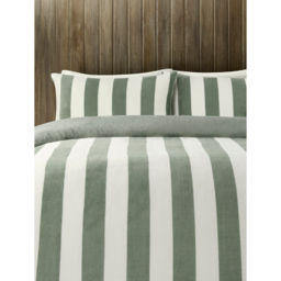 Light Green & Cream Super-Soft Stripe Fleece Duvet Set