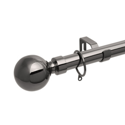 A-International Black Nickel Extendable Curtain Pole with Plain Ball Finials
