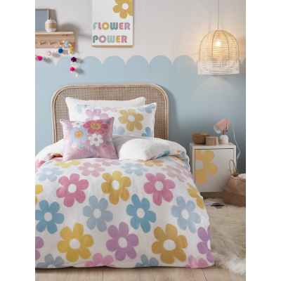 Bedlam Retro Flower Fleece Duvet Cover Set