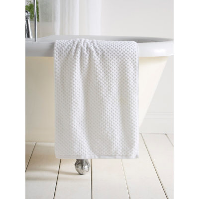 Dreams & Drapes White Popcorn Check 100% Cotton Towel Range