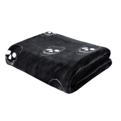 Catherine Lansfield Skulls Cosy Grey Fleece Blanket Throw - 130cm x 170cm