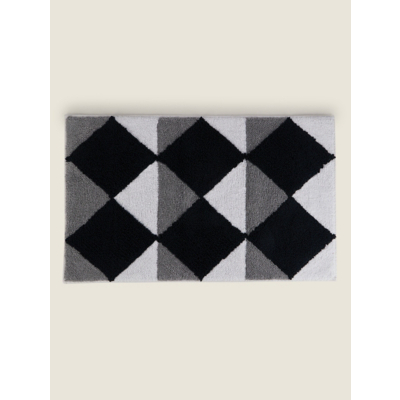 Monochrome Geometric Diamond Bath Mat