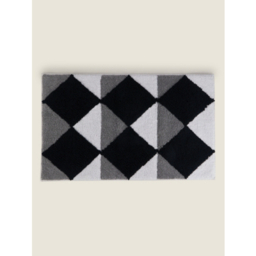 Monochrome Geometric Diamond Bath Mat