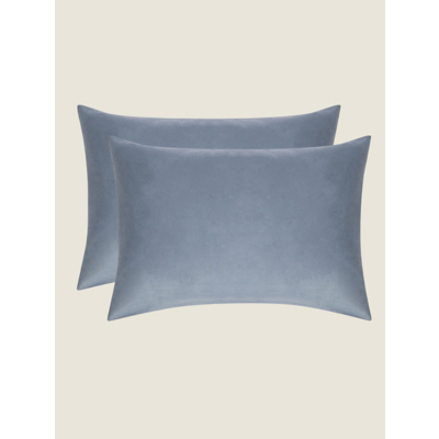 Grey Brushed Cotton Plain Pillowcase Pair