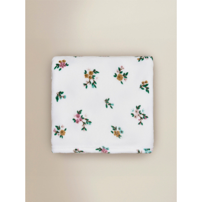 Cream Floral Fleece Blanket - 120 x 150cm