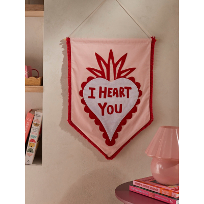 Pink I Heart You Banner