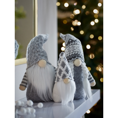 Grey Gonks Christmas Decoration