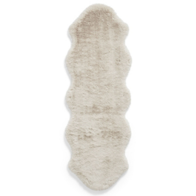 Think Rugs Beige Teddy Luxury Super Soft Pelt Shape Runner