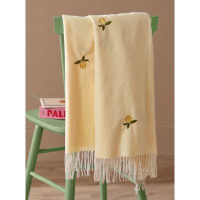 Furn Lemon Fruits Lightweight Embroidered Throw - 130 x 180cm