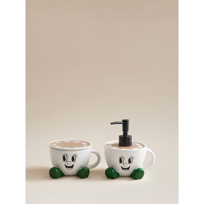 Coffee Mascot Soap Dispenser & Tumbler Set