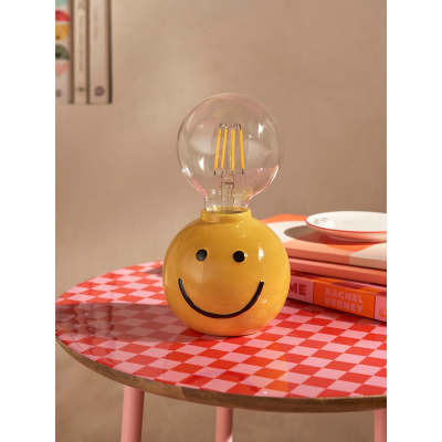 Yellow Smiley Face Battery Table Lamp