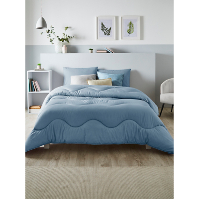 Night Lark Blue 4.5 Tog Linen Print Coverless Duvet