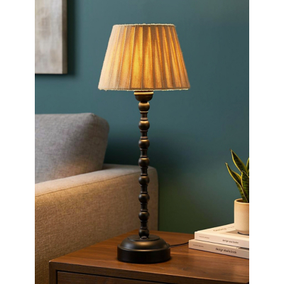 Searchlight Bobbin Rechargeable Table Lamp with Pleated Shade