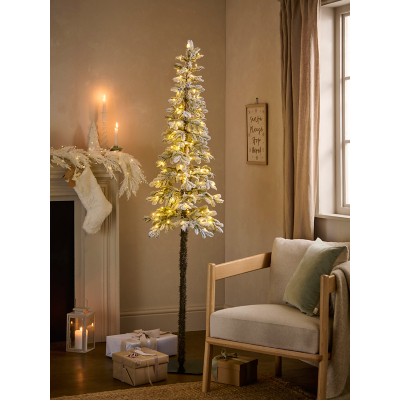 6ft Green Slim Half Flocked Pre Lit Christmas Tree