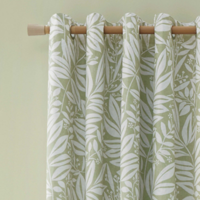 Catherine Lansfield Green Sorrel Leaf Eyelet Curtains