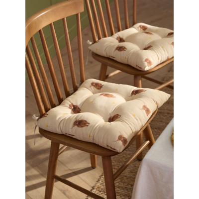Ramble Highland Cow Cotton Slub Seat Pads - Pack of 2