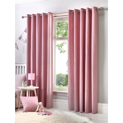 Fusion Sorbonne 100% Cotton Pair of Eyelet Curtains in Blush Pink