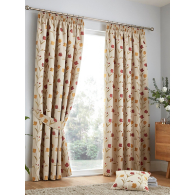 Curtina Red Juliette Pencil Pleat Curtains