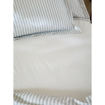 Yard Blue Hebden 100% Cotton Narrow Stripe Fitted Sheet