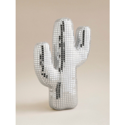 Silver Disco Ball Cactus-Shaped Cushion
