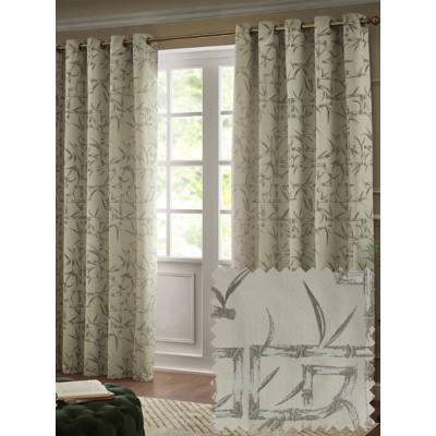 Paoletti Champagne Bamboo Lined Jacquard Eyelet Curtains