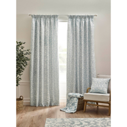 Catherine Lansfield Duck Egg Brooke Floral Pen Pleat Curtain