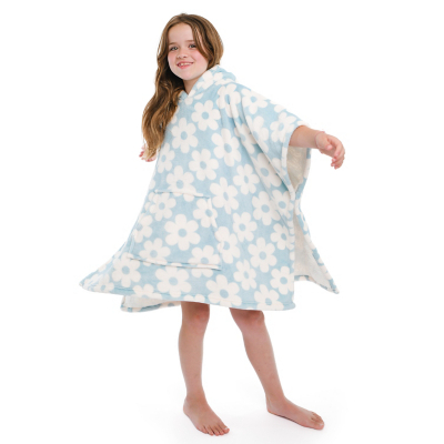 Bedlam Retro Flower Kids Fleece Snuggle Throw Poncho