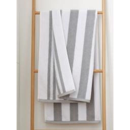 Bianca Grey Reversible Stripe Cotton Jacquard Towel Range