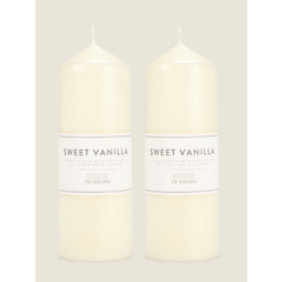 Ivory Sweet Vanilla Scented Large Pillar Candle - Set of 2