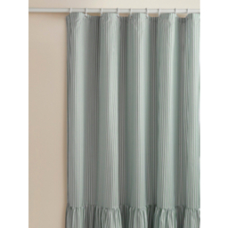Green Ruffle Soft Touch Microfibre Shower Curtain