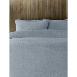 Grey Plain Teddy Finish Duvet Set